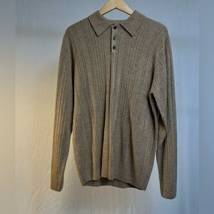 men's dockers tan/creme button up long sleeve